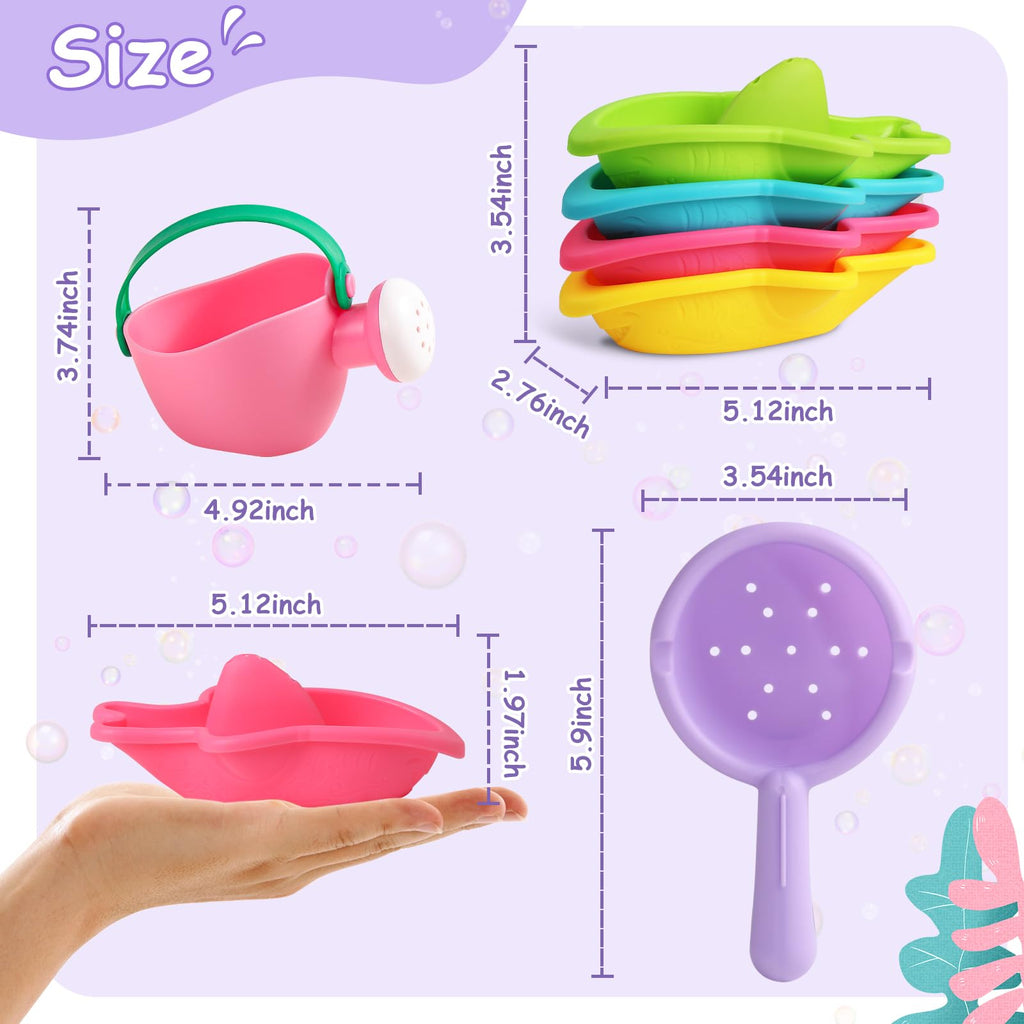 Toddler Bath Toys 6 PCS Colorful Stacking Boat Water Table