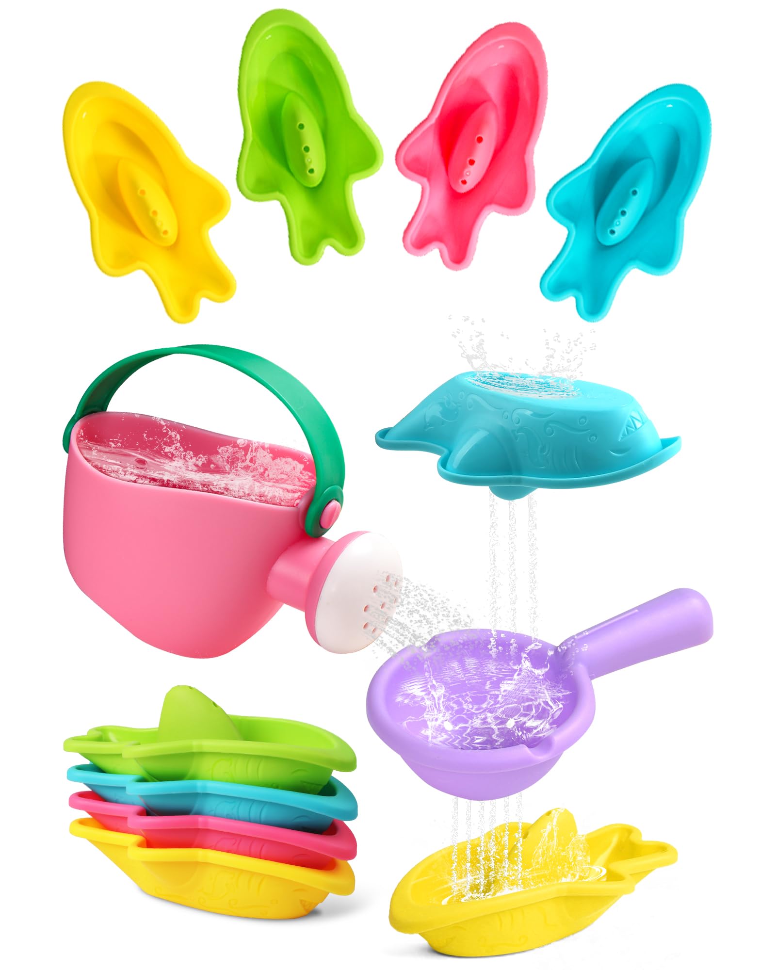 Toddler Bath Toys 6 PCS Colorful Stacking Boat Water Table
