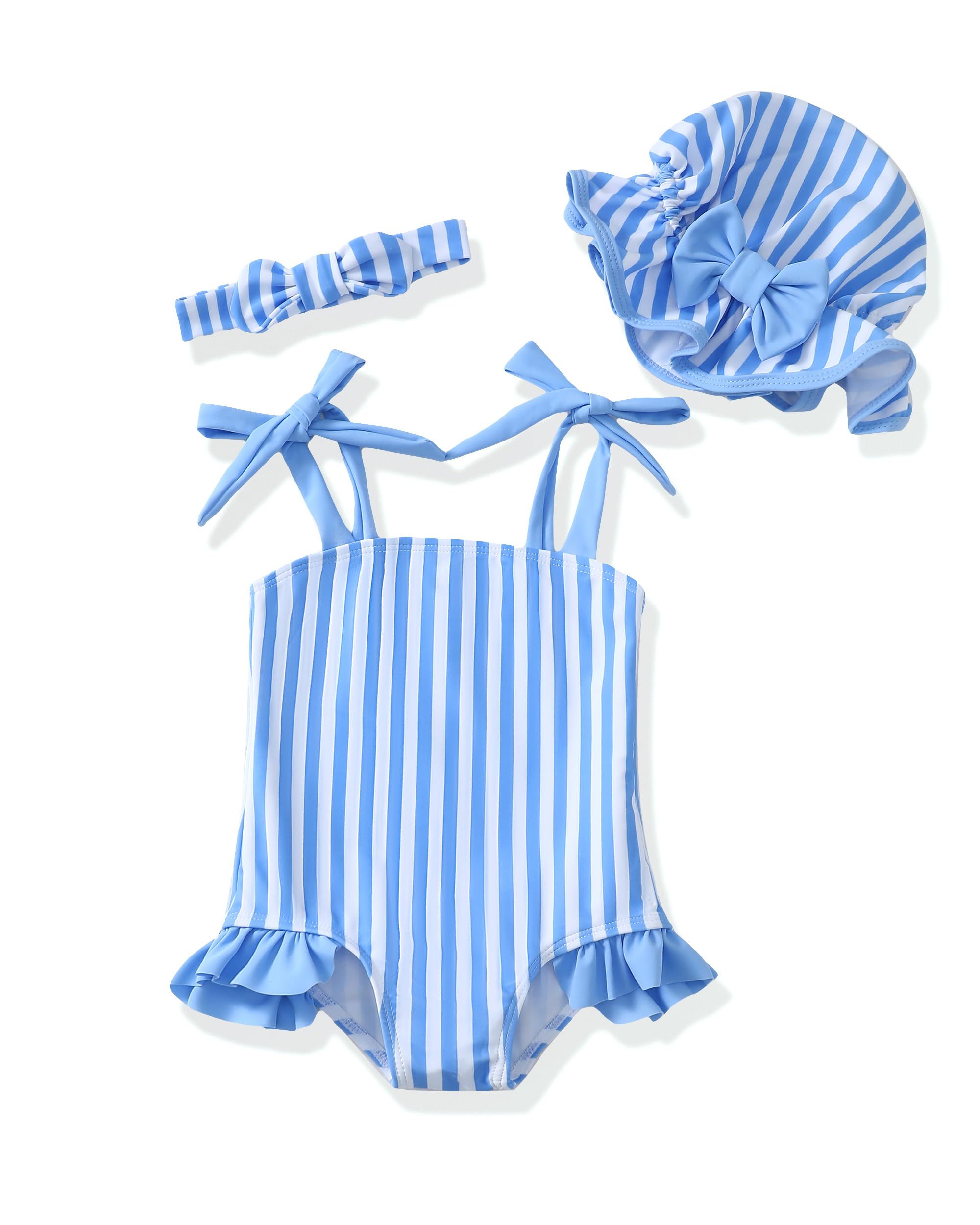 Toddler Girl One-Piece Rash Guard Swimsuit Pink Striped