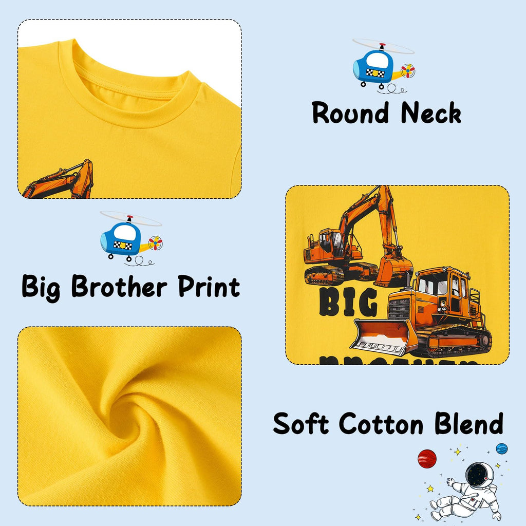 Big Brother Bulldozers Shirt Yellow Size 2-3T
