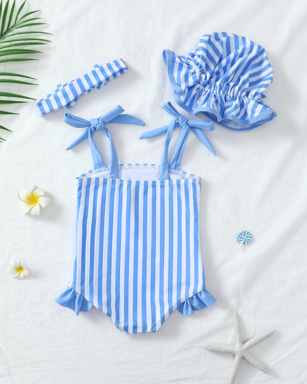 Toddler Girl One-Piece Rash Guard Swimsuit Pink Striped