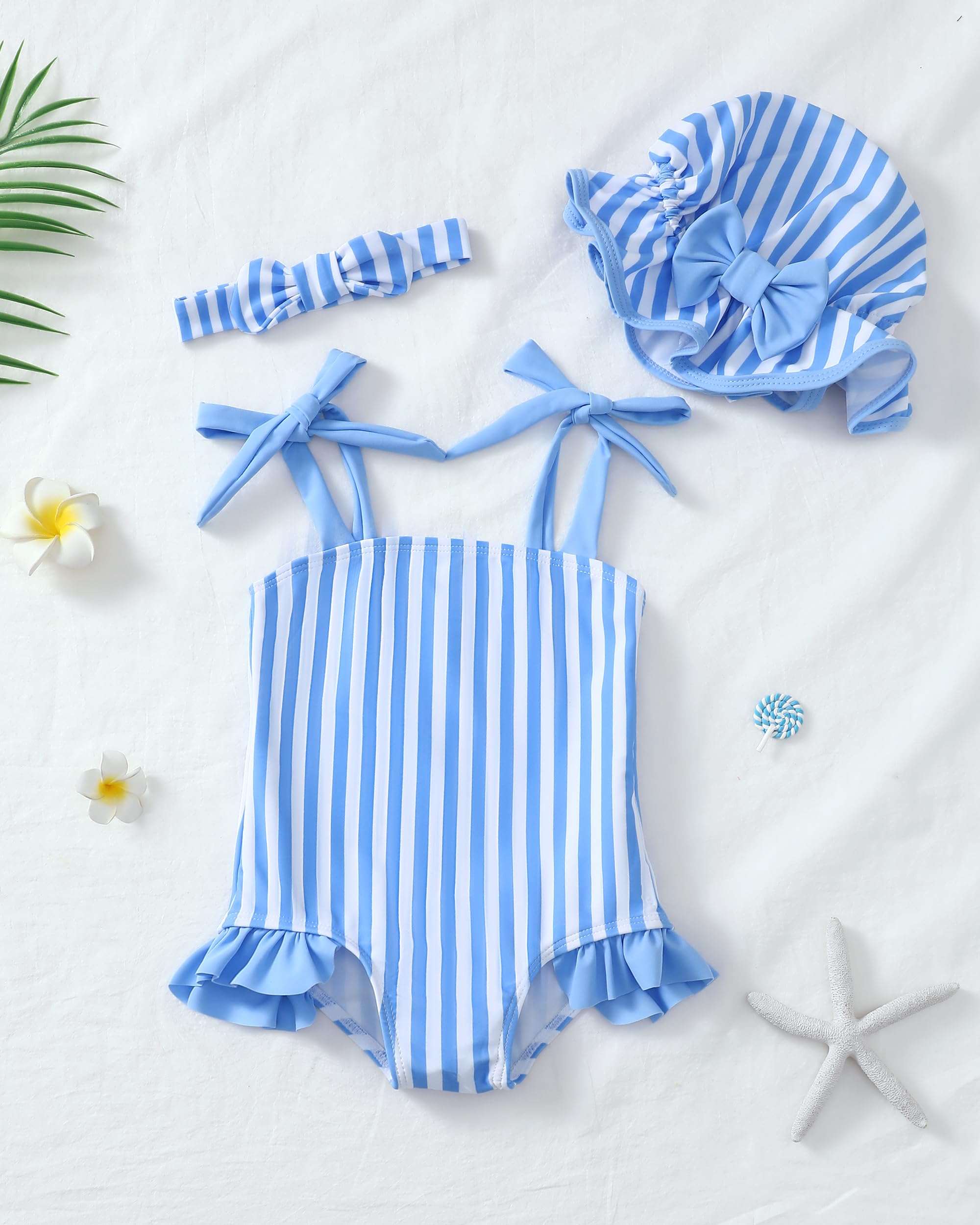 Toddler Girl One-Piece Rash Guard Swimsuit Pink Striped