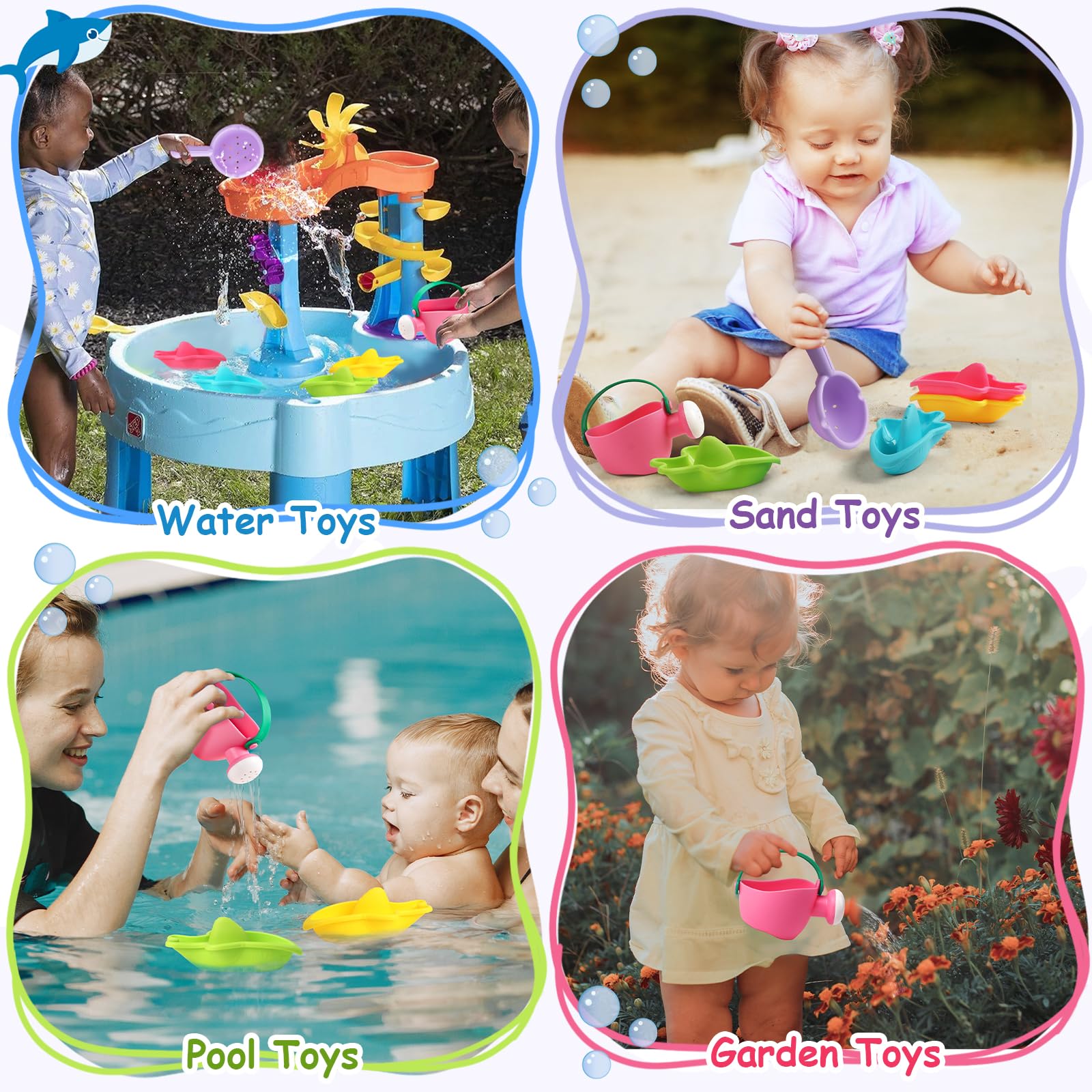Toddler Bath Toys 6 PCS Colorful Stacking Boat Water Table