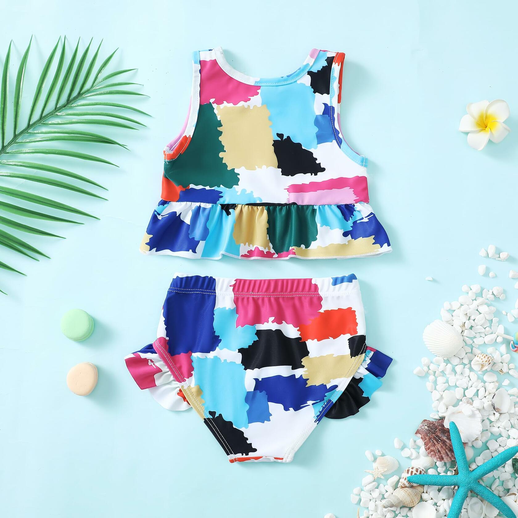 Toddler Girls 2pc Ruffle Tankini Swimsuit