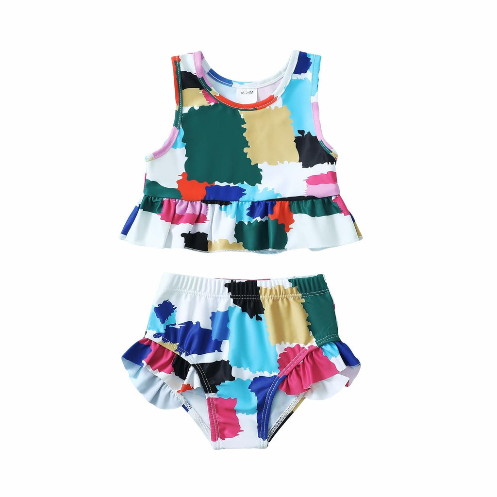 Toddler Girls 2pc Ruffle Tankini Swimsuit