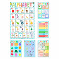 Toddler Educational Canvas Posters 6 Pack ABC Numbers Shapes 12x18in